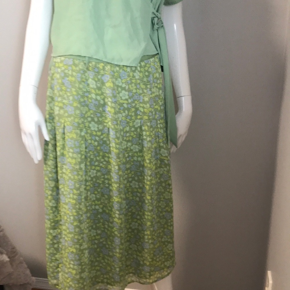 Sigrid Olsen Floral Green Skirt
